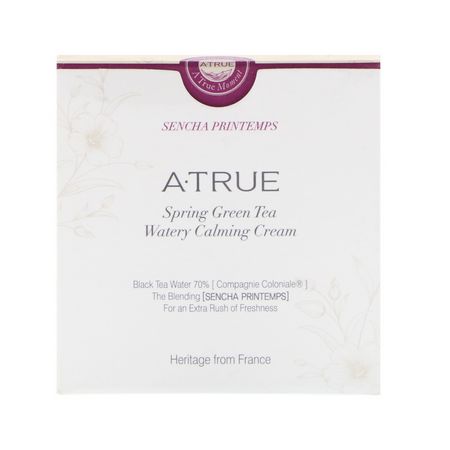 K-美容保濕霜, 乳霜: ATrue, Spring Green Tea Watery Calming Cream, 2.82 oz (80 g)