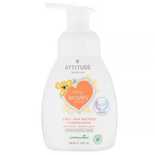 ATTITUDE, Baby Leaves Science, 2-In-1 Hair and Body Foaming Wash, Pear Nectar, 10 fl oz (295 ml) Review