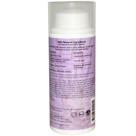 清潔劑, 洗面奶: Aubrey Organics, EveryDay Basics Cleansing Gel, Normal / Oily Skin, 3.4 fl oz (100 ml)