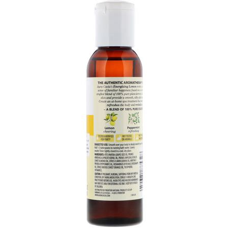 油, 沐浴鹽: Aura Cacia, Aromatherapy Body Oil, Energizing Lemon, 4 fl oz (118 ml)