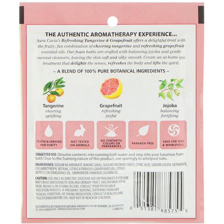 泡沫浴, 油: Aura Cacia, Aromatherapy Foam Bath, Refreshing Tangerine & Grapefruit, 2.5 oz (70.9 g)