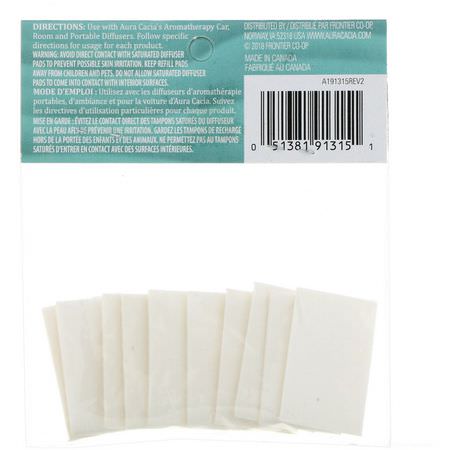 擴散器, 精油: Aura Cacia, Aromatherapy Refill Pads, 10 Refill Pads