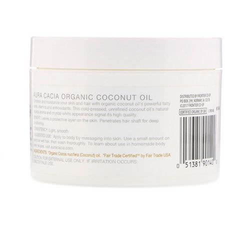 頭皮護理, 頭髮護理: Aura Cacia, Conditioning Organic Skin Care, Coconut Oil, 6.25 oz (177 g)