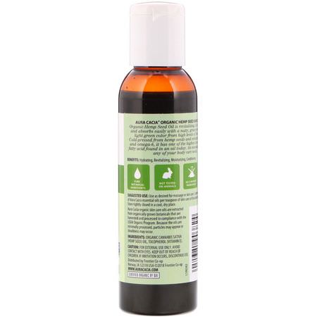身體按摩油: Aura Cacia, Organic, Skin Care Oil, Hemp Seed, 4 fl oz (118 ml)