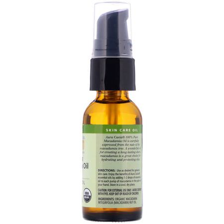 澳洲堅果, 按摩油: Aura Cacia, Pure Essential Oil, Organic Natural Skin Care, Macadamia Oil, 1 fl oz (30 ml)