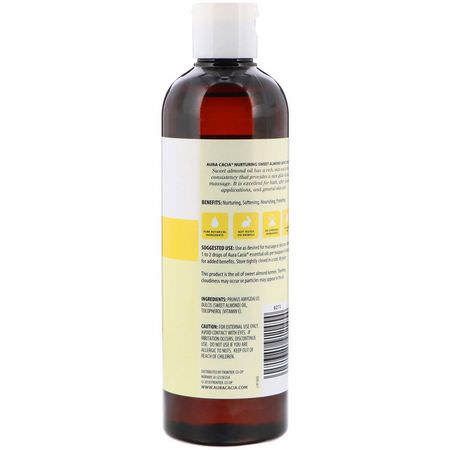 甜杏仁, 按摩油: Aura Cacia, Skin Care Oil, Nurturing Sweet Almond, 16 fl oz (473 ml)