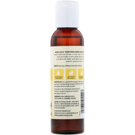 載體油, 精油: Aura Cacia, Skin Care Oil, Nurturing Sweet Almond, 4 fl oz (118 ml)