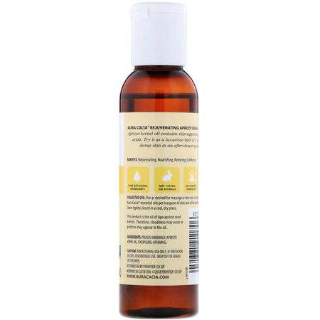 載體油, 精油: Aura Cacia, Skin Care Oil, Rejuvenating Apricot Kernel, 4 fl oz (118 ml)