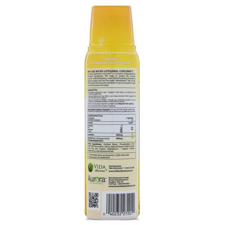 薑黃素, 薑黃: Aurora Nutrascience, Micro-Liposomal Curcumin, All-Natural Fruit Flavor, 200 mg, 5.4 fl oz (160 ml)