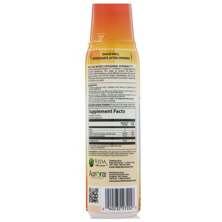 流感, 咳嗽: Aurora Nutrascience, Micro-Liposomal Vitamin C, Organic Fruit Flavor, 1000 mg, 5.4 fl oz (160 ml)