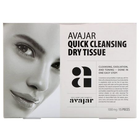 清潔劑, 洗面奶: Avajar, Quick Cleansing Dry Tissue, 15 Tissues