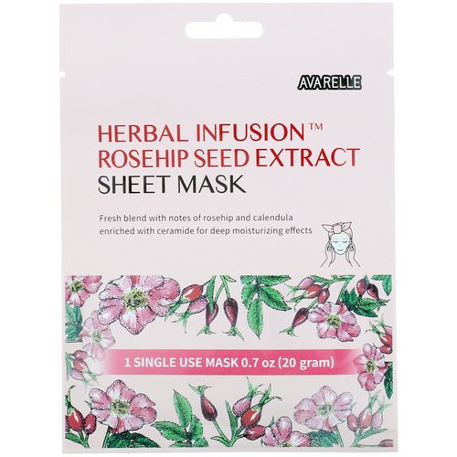 Avarelle, Herbal Infusion, Rosehip Seed Extract Sheet Mask, 1 Single Use Mask, 0.7 oz (20 g) Review