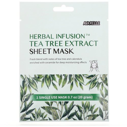 Avarelle, Herbal Infusion, Tea Tree Extract Sheet Mask, 1 Single Use Mask, 0.7 oz (20 g) Review