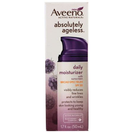 日間保濕霜, 面霜: Aveeno, Absolutely Ageless, Daily Moisturizer, SPF 30, 1.7 fl oz (50 ml)