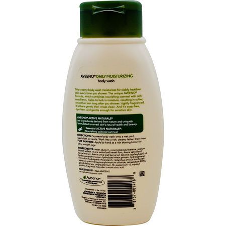 沐浴露, 沐浴露: Aveeno, Active Naturals, Daily Moisturizing Body Wash, 12 fl oz (354 ml)