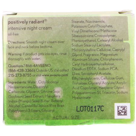 夜間保濕霜, 乳霜: Aveeno, Active Naturals, Positively Radiant, Intensive Night Cream, 1.7 oz (48 g)