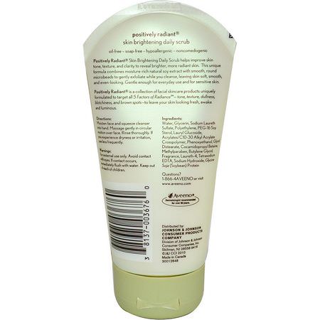 去角質, 去角質: Aveeno, Active Naturals, Positively Radiant, Skin Brightening Daily Scrub, 5.0 oz (140 g)