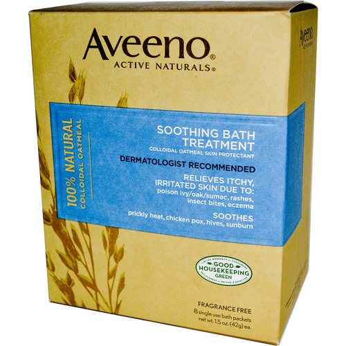 Aveeno, Active Naturals, Soothing Bath Treatment, Fragrance Free, 8 Single Use Bath Packets ,1.5 oz (42 g) Each. Review