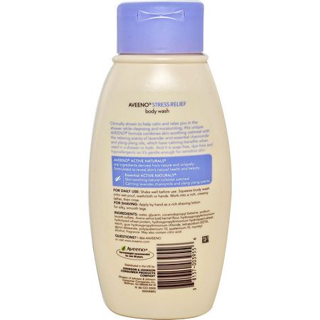 沐浴露, 沐浴露: Aveeno, Active Naturals, Stress Relief Body Wash, 12 fl oz (354 ml)