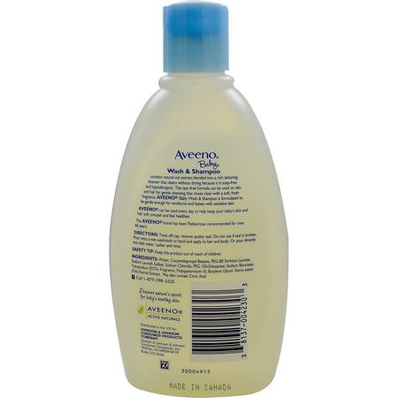 沐浴露, 嬰兒沐浴露: Aveeno, Baby, Wash & Shampoo, Lightly Scented, 12 fl oz (354 ml)
