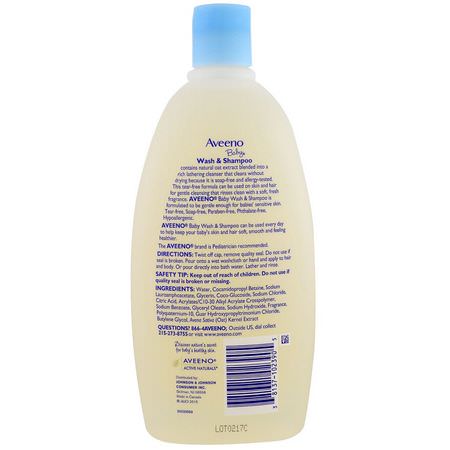 沐浴露, 嬰兒沐浴露: Aveeno, Baby, Wash & Shampoo, Lightly Scented, 18 fl oz (532 ml)