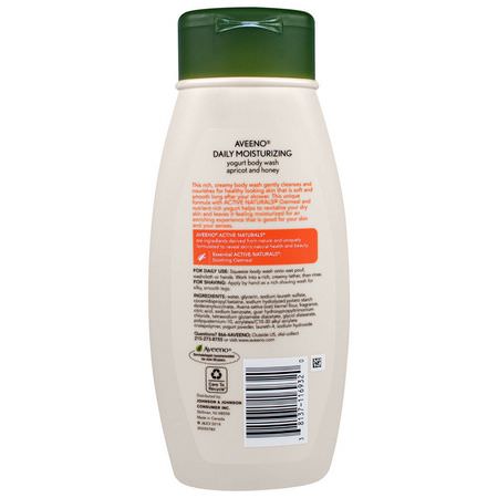 沐浴露, 沐浴露: Aveeno, Daily Moisturizing Yogurt Body Wash, Apricot and Honey, 18 fl oz (532 ml)