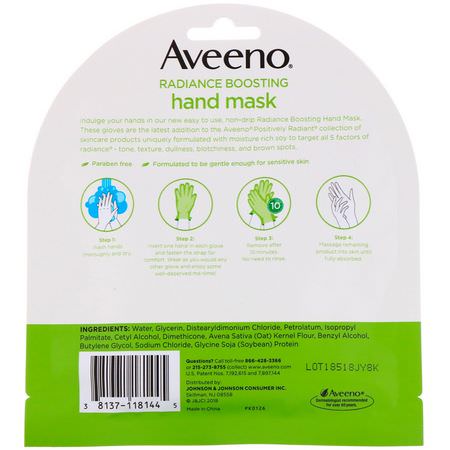 護手霜, 浴: Aveeno, Radiance Boosting Hand Mask, 2 Single-Use Gloves