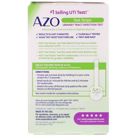 家庭測試條, 急救: Azo, Urinary Tract Infection Test Strips, 3 Self-Testing Strips