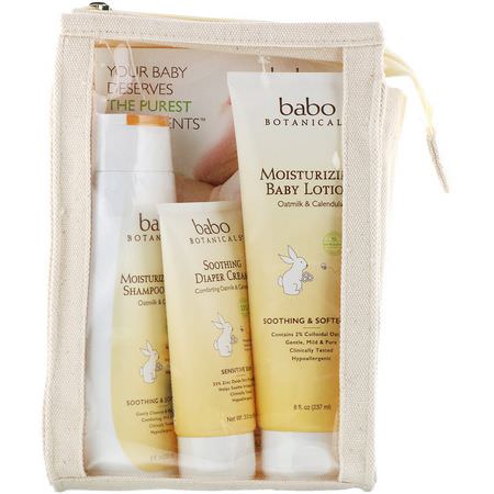 兒童禮品套裝: Babo Botanicals, Newborn Fragrance Free Gift Set, Oatmilk & Calendula, 3 Piece Kit
