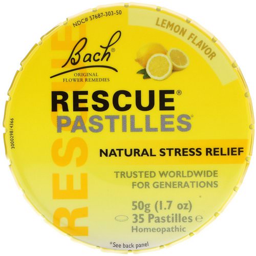 Bach, Original Flower Remedies, Rescue Pastilles, Natural Stress Relief, Lemon Flavor, 1.7 oz (50 g) Review