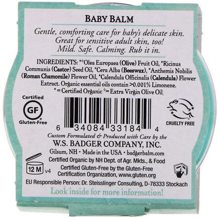 尿布疹治療, 尿布: Badger Company, Baby Balm, Chamomile & Calendula, .75 oz (21 g)