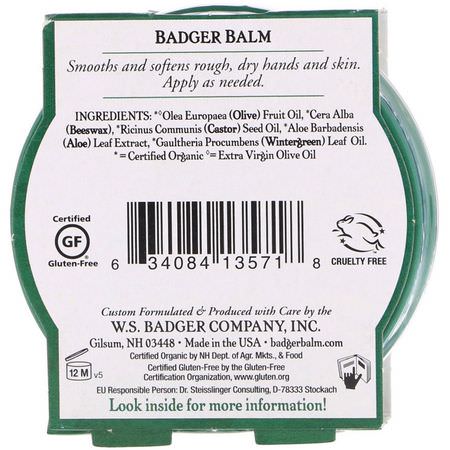 護手霜, 浴: Badger Company, Badger Balm For Hardworking Hands, 2 oz (56 g)