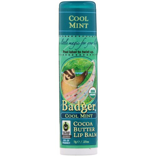 Badger Company, Cocoa Butter Lip Balm, Cool Mint, .25 oz (7 g) Review