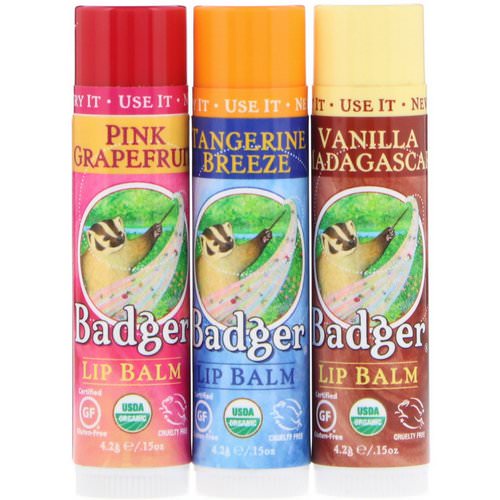 Badger Company, Lip Balm Gift Set, Red Box, 3 Pack, .15 oz (4.2 g) Each Review