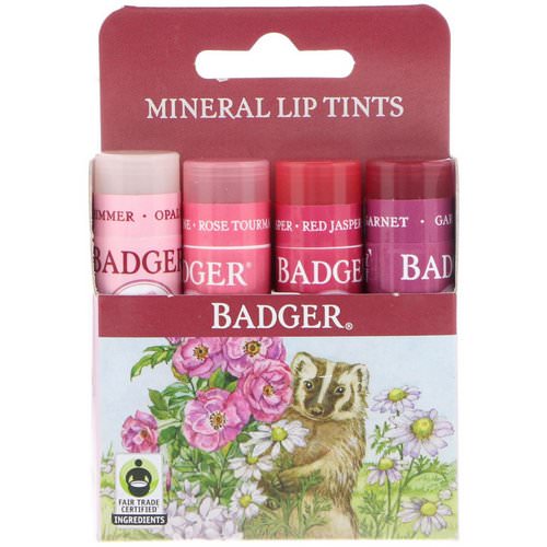 Badger Company, Mineral Lip Tints Set, 4 Pack, .15 oz (4.2 g) Each Review