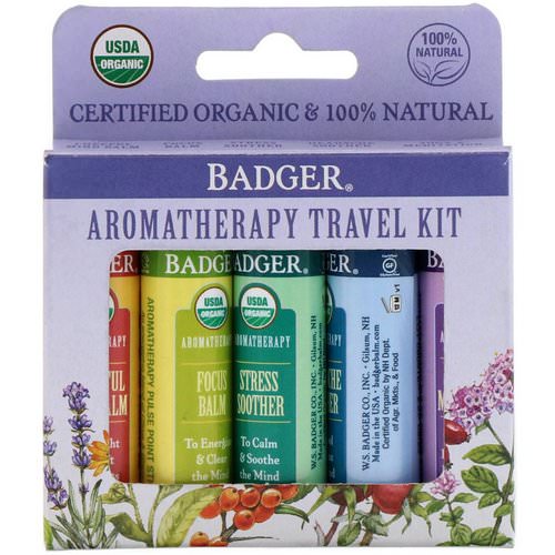 Badger Company, Organic, Aromatherapy Travel Kit, 5 Pack, .15 oz (4.3 g) Each Review