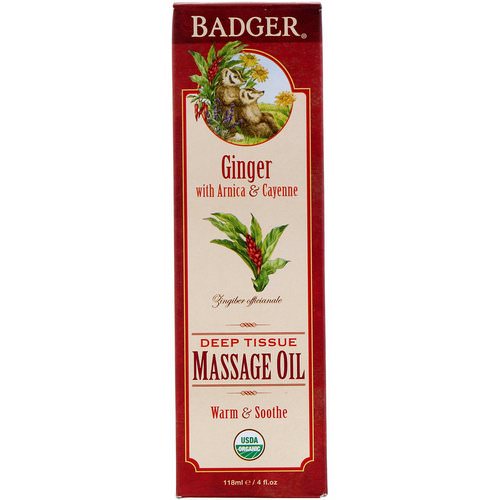 Badger Company, Organic, Deep Tissue Massage Oil, Ginger with Arnica & Cayenne, 4 fl oz (118 ml) Review