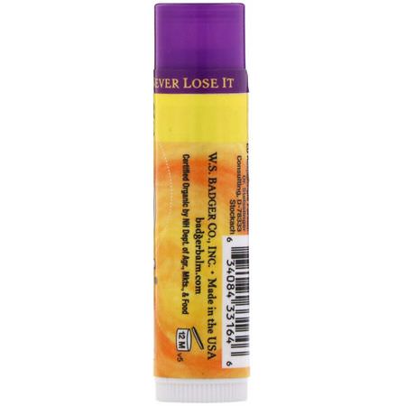 潤唇膏, 護唇霜: Badger Company, Lip Balm, Lavender & Orange, .15 oz (4.2 g)