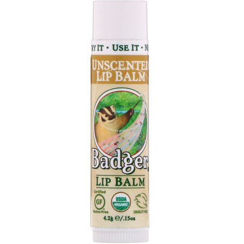 Badger Company, Organic Lip Balm, Unscented, .15 oz (4.2 g) Review