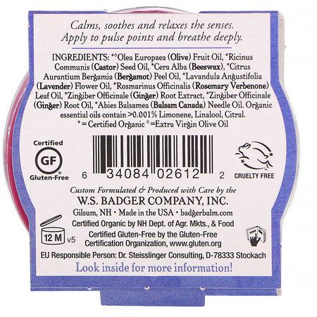 藥膏, 外用藥: Badger Company, Organic, Sleep Balm, Lavender & Bergamot, .75 oz (21 g)