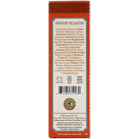 頭皮護理, 頭髮護理: Badger Company, Seabuckthorn Hair Oil, Apricot & Pomegranate, 2 fl oz (59.1 ml)