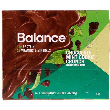 營養棒: Balance Bar, Nutrition Bar, Chocolate Mint Cookie Crunch, 6 Bars, 1.76 oz (50 g) Each