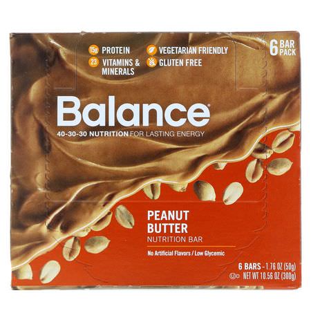 營養棒: Balance Bar, Nutrition Bar, Peanut Butter, 6 Bars, 1.76 oz (50 g) Each