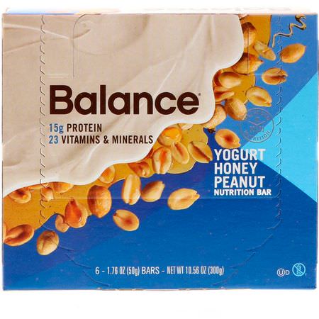 營養棒: Balance Bar, Nutrition Bar, Yogurt Honey Peanut, 6 Bars, 1.76 oz (50 g) Each