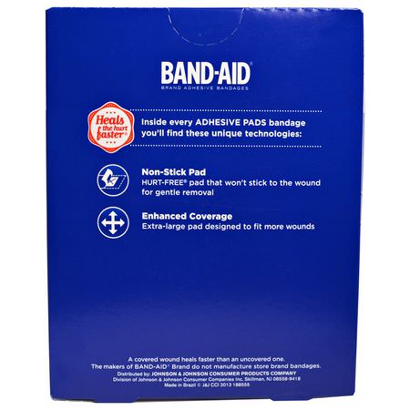繃帶, 創可貼: Band Aid, Adhesive Bandages, Adhesive Pads, Large, 10 Pads