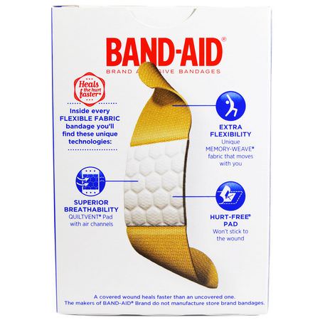 繃帶, 創可貼: Band Aid, Adhesive Bandages, Flexible Fabric, 30 Bandages