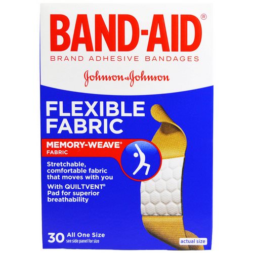 Band Aid, Adhesive Bandages, Flexible Fabric, 30 Bandages Review