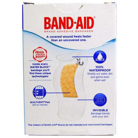 繃帶, 創可貼: Band Aid, Adhesive Bandages, Water Block, Clear, 30 Assorted Sizes