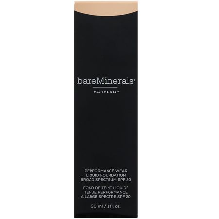 基礎, 臉部: Bare Minerals, BAREPRO, Performance Wear, Liquid Foundation, SPF 20, Golden Ivory 08, 1 fl oz (30 ml)