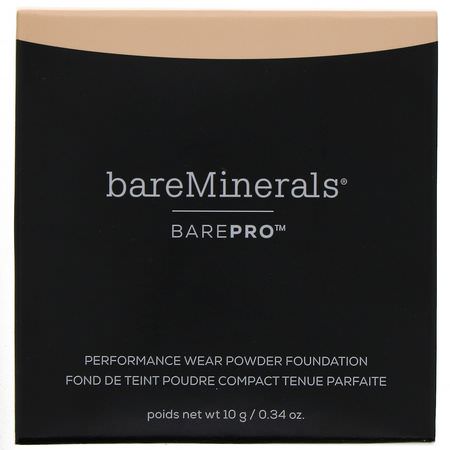 基礎, 臉部: Bare Minerals, BAREPRO, Performance Wear Powder Foundation, Golden Ivory 08, 0.34 oz (10 g)